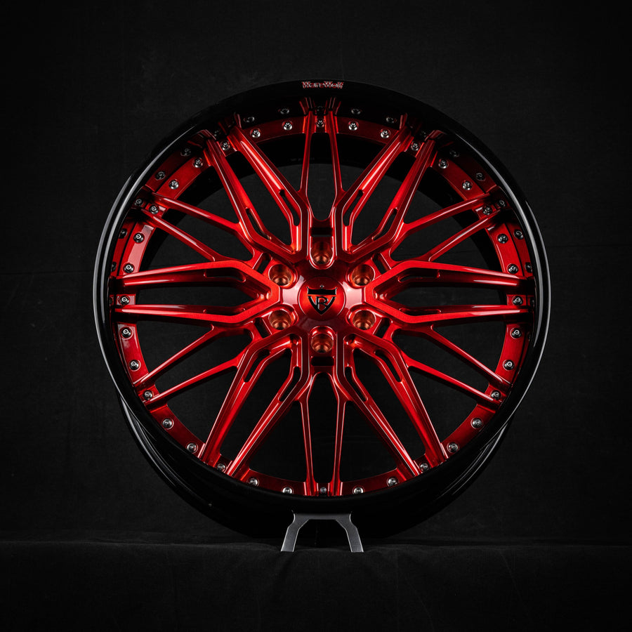 2007 Chevy Tahoe Custom Deep Dish Gloss Black & Crystal Burgundy Forged Wheels: RV-T081