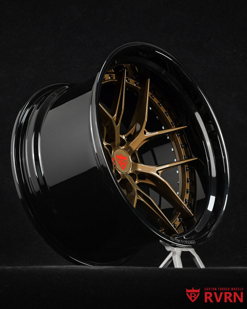 Gloss black barrel and gloss bronze spoke Mustang wheels