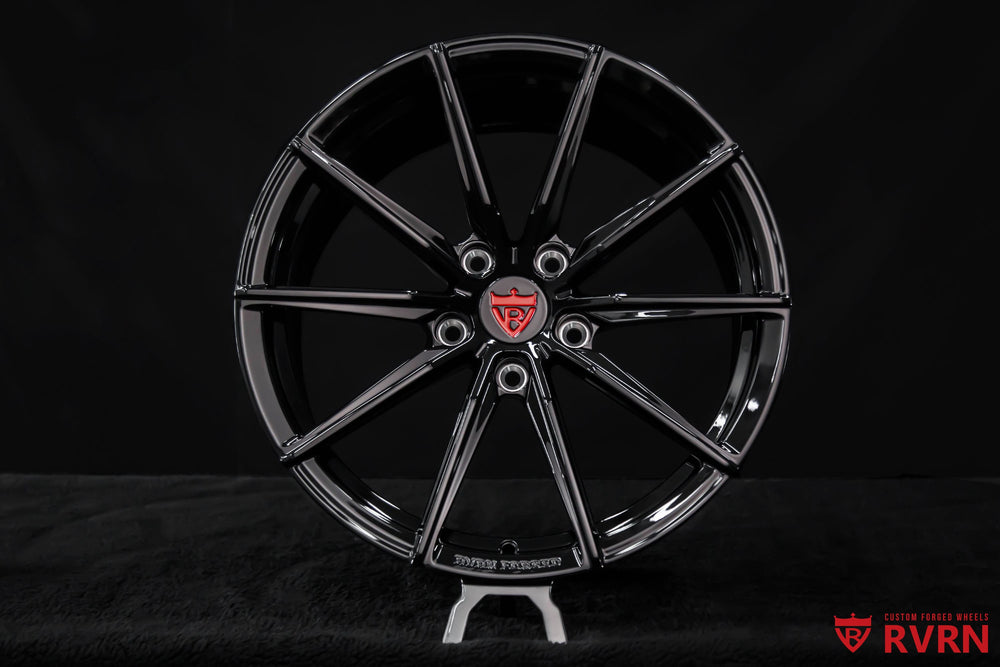 RVRN RV-MJ02 19x12 rear forged wheel in gloss black for a 2008 Chevrolet Corvette C6 Z06