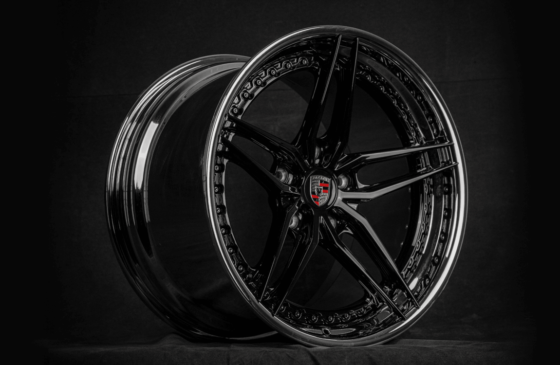 Custom 19-inch staggered chrome wheels on 2008 Porsche 911 Turbo