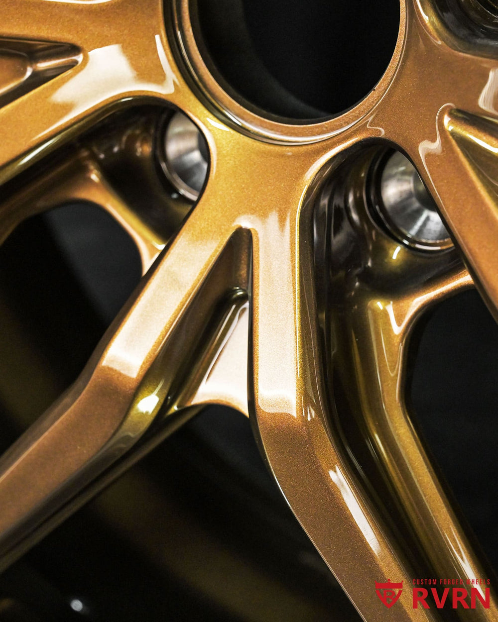 21x13 deep dish forged rear wheel for Mercedes Benz SL63 AMG featuring gloss purple bronze barrel and polished aluminum lip