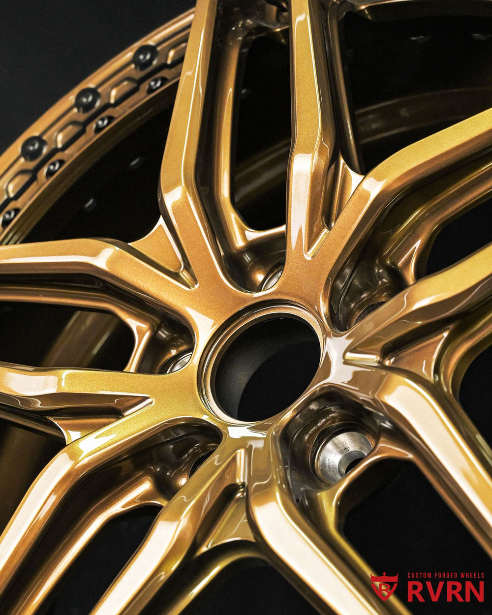 Gloss purple bronze Mercedes SL63 AMG wheels with deep concave profile and polished lip by RVRN Wheels