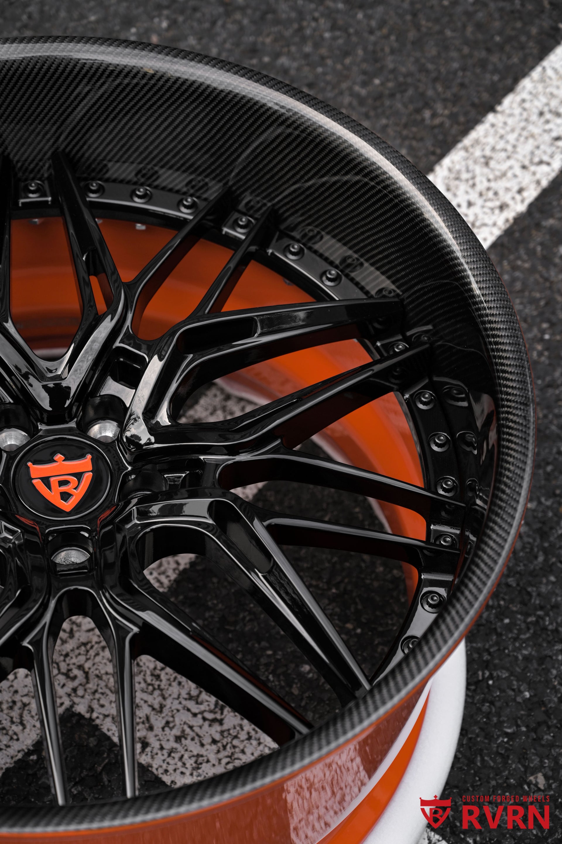 2011 Bentley Continental GT carbon fiber wrapped lip wheels with orange barrel and 22x10.5 forged construction