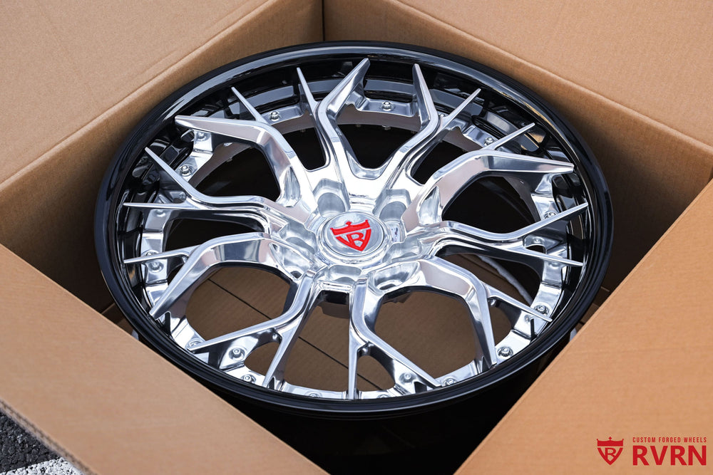 RVRN custom diamond polished wheels for 2011 Camaro staggered 20x9 fitment detail view