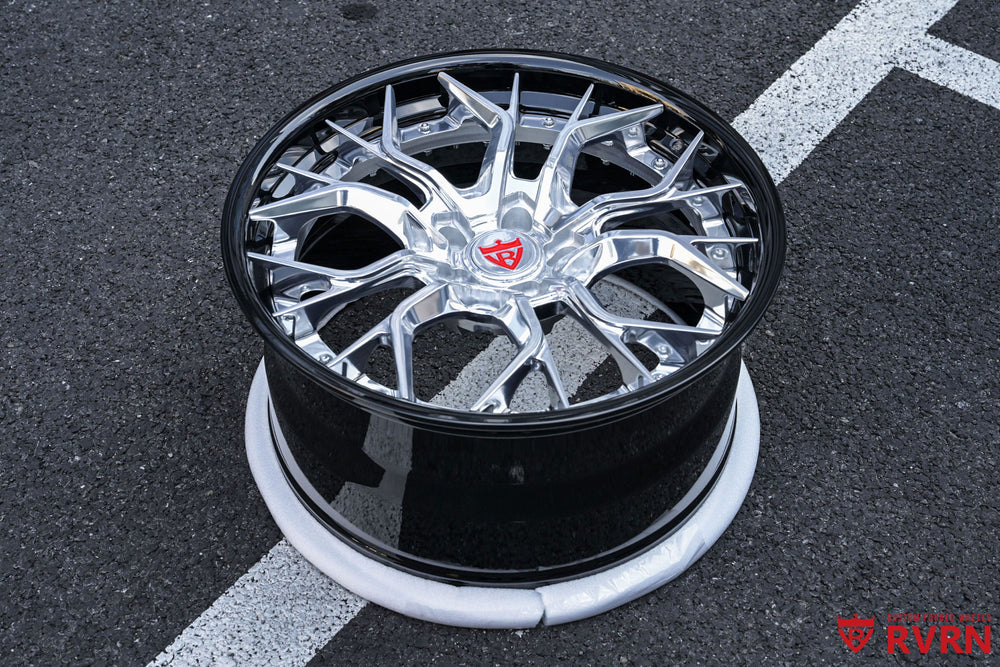 2011 Camaro 2LT RS RV-DR16 forged wheels polished aluminum spoke and gloss black barrel front angle