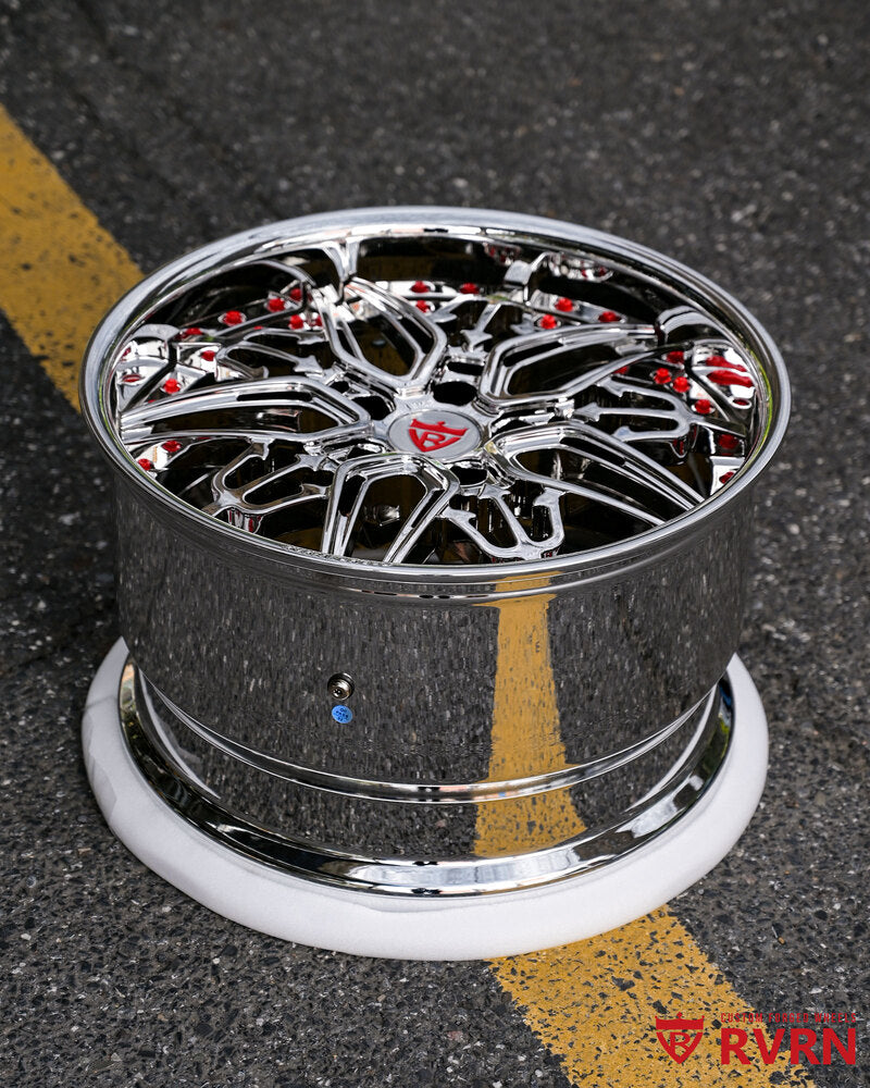 Detailed shot of chrome forged 2011 Corvette Grand Sport wheels