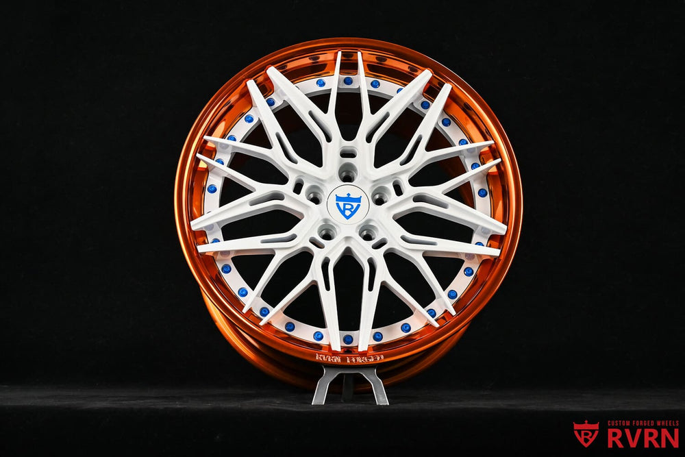 Pearl white spokes on 2011 Mustang custom forged wheel