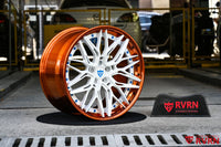 Close-up of RV-C081 Mustang forged wheel with pearl white spokes