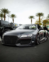 Gloss black RG-01 forged wheels on lowered Audi R8 Spyder