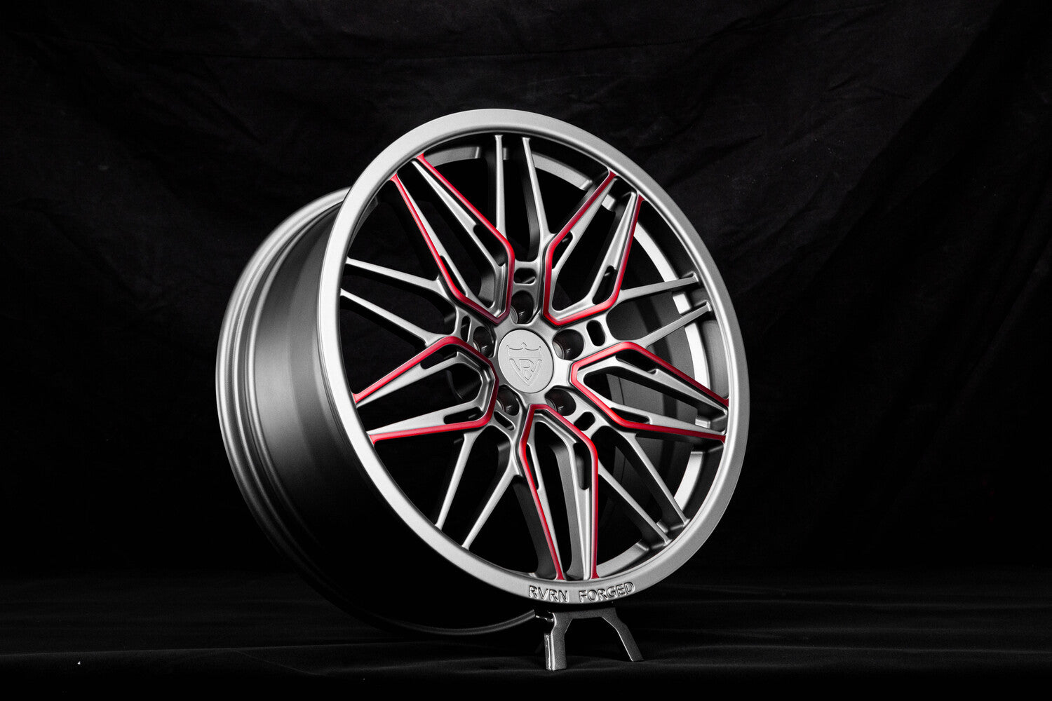 	Close-up of matte gunmetal spoke – Audi Q5 19 inch forged wheel