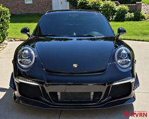 Front view of a black 2012 Porsche 911 Carrera S on RVRN RV-T081 2-piece forged wheels.