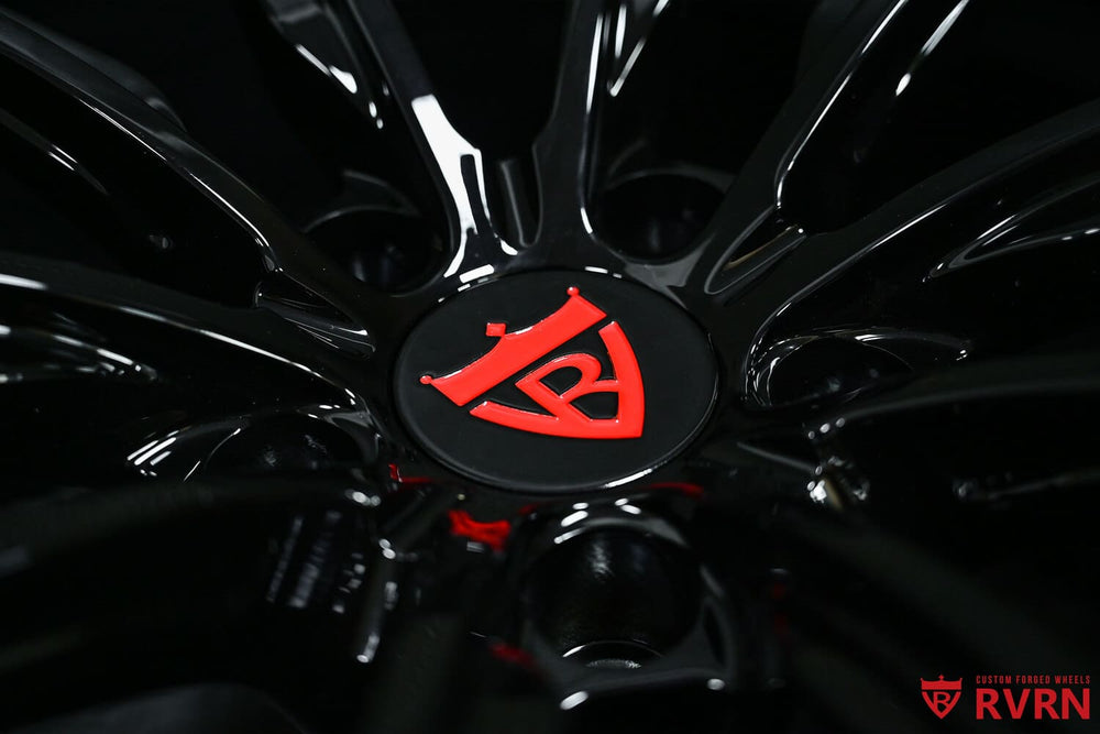 Top-down view of Corvette C6 Z06 with custom forged black wheels
