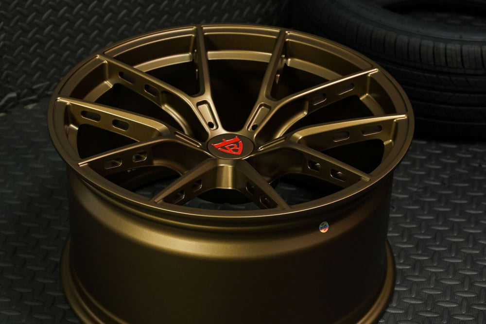 Detail shot of matte bronze forged finish for Mercedes E550 aftermarket wheels