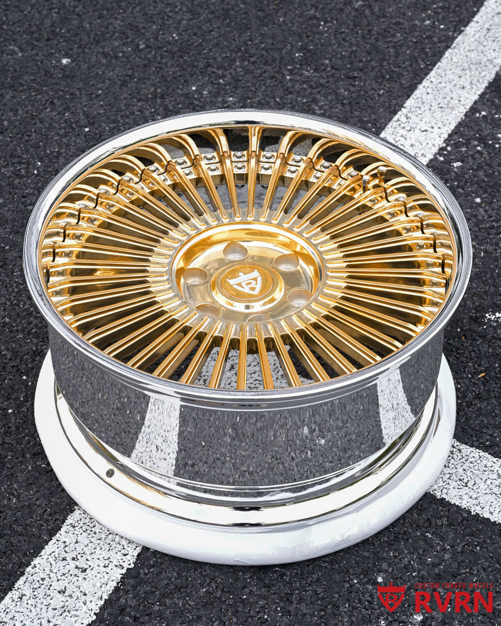 Chrome barrel forged wheels 20x10 for 2014 Silverado polished gold spoke custom build