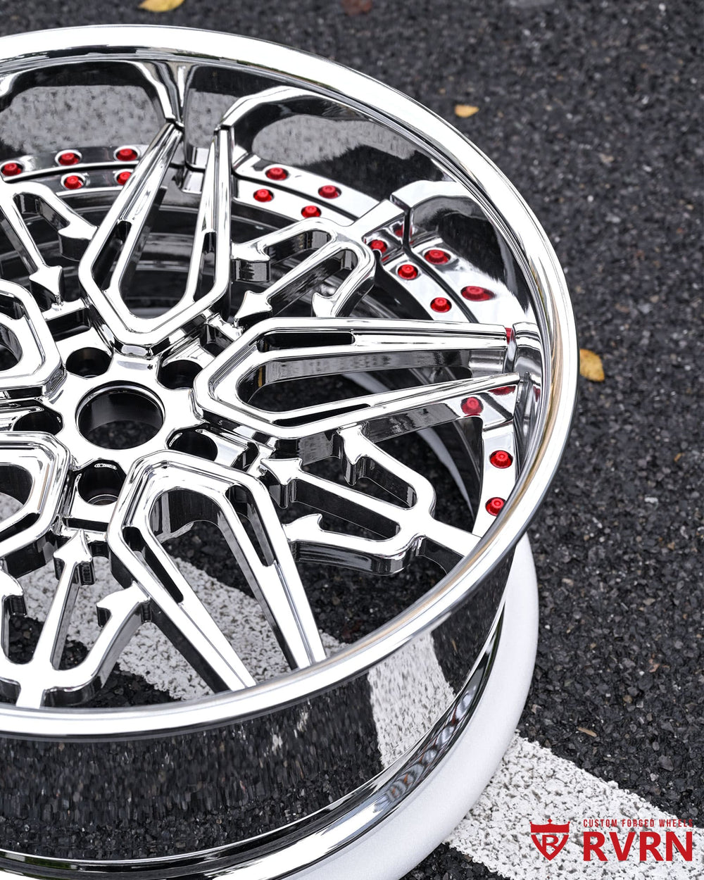18x8 front forged chrome wheel for Campagna T-Rex with precise offset +35mm for flush stance.