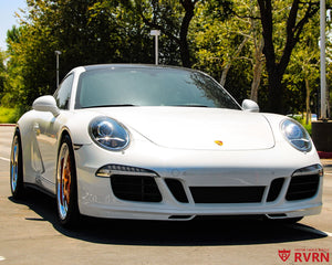 2014 Porsche 911 Carrera 4S on RVRN RV-DP04 deep dish forged wheels, side angle showing the enhanced front lip depth.