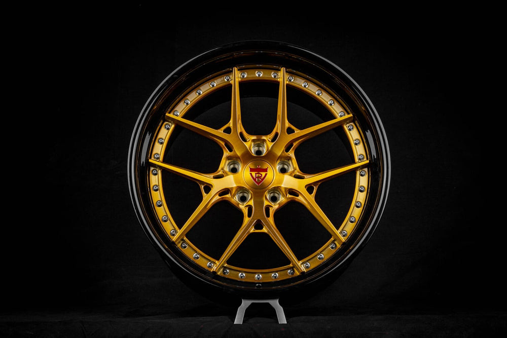 	Transparent dark gold spoke design on custom Bentley wheels