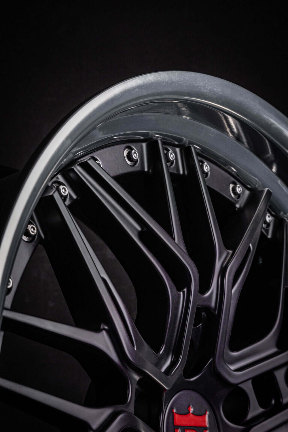 Close-up of custom matte purple to black finish on 2015 Camaro SS wheels