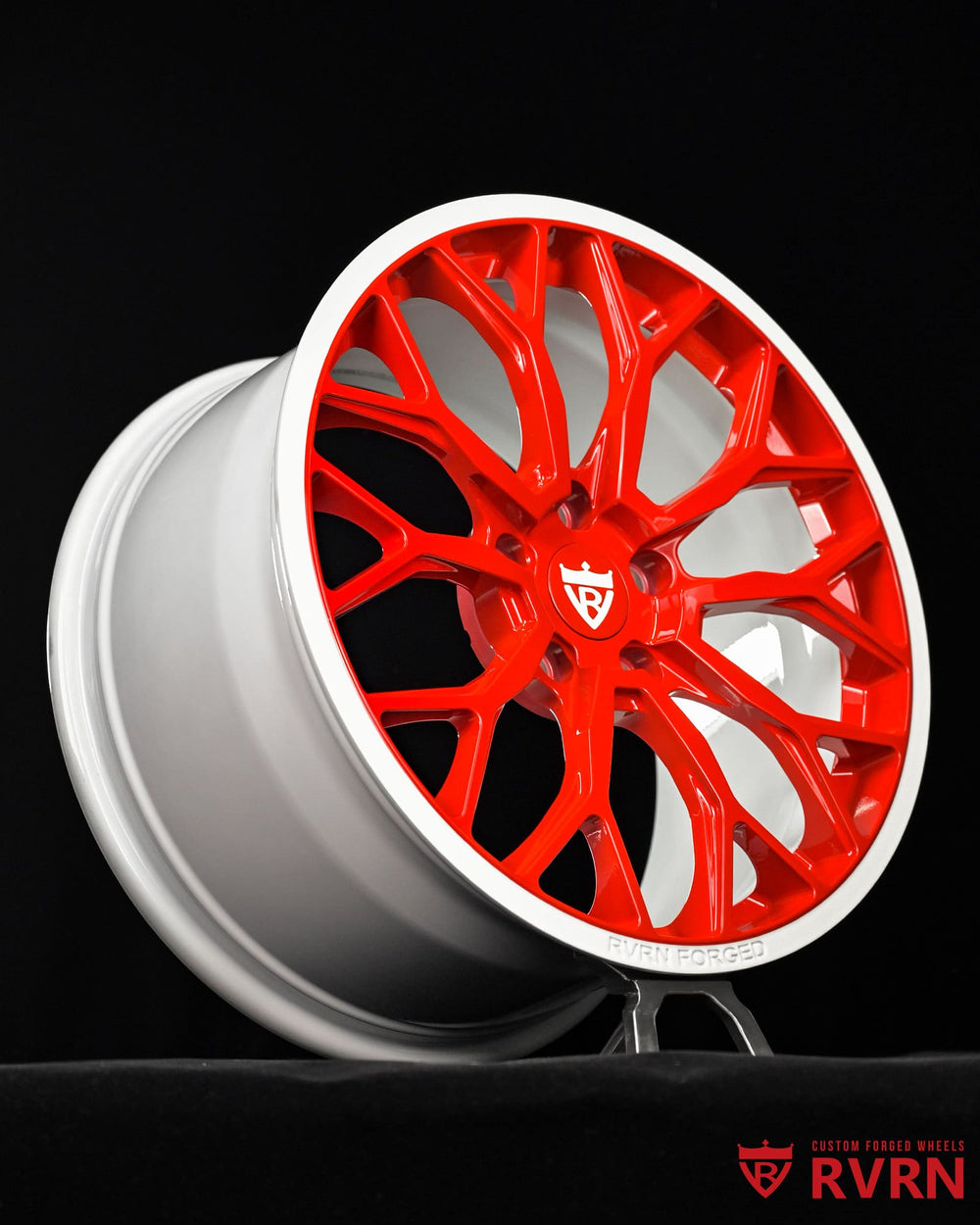 RVRN Wheels RV-MG122 side profile showing deep concave Y spoke layout on Corvette C7 Stingray forged wheels.