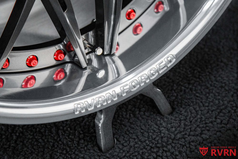 C7 aftermarket wheels RV-T081 polished aluminum barrel with gunmetal spokes