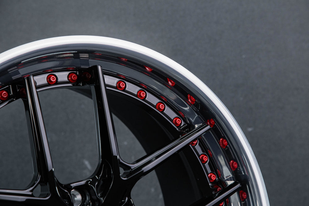 Bespoke forged RV-DR08D wheels built to spec for C7 Z51 with black polish