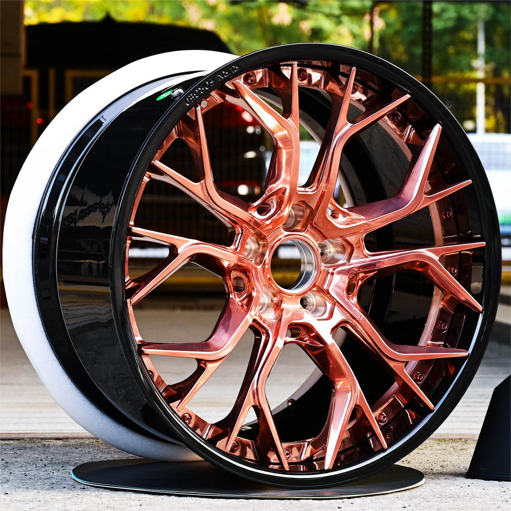 2015 Corvette Z06 on RVRN RV-DR16 forged wheels in Barrel Gloss Black and Brushed Rose Gold (photo 01)