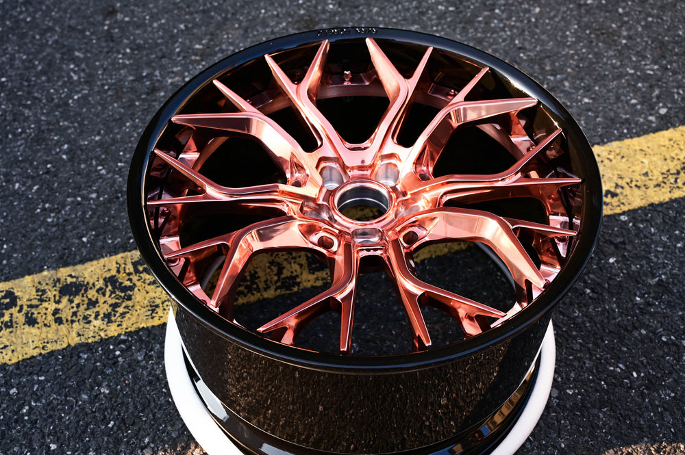 2015 Corvette Z06 on RVRN RV-DR16 forged wheels in Barrel Gloss Black and Brushed Rose Gold (photo 02)