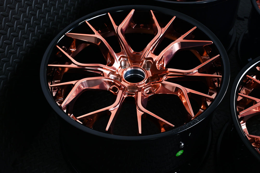 2015 Corvette Z06 on RVRN RV-DR16 forged wheels in Barrel Gloss Black and Brushed Rose Gold (photo 03)
