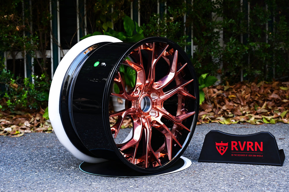 2015 Corvette Z06 on RVRN RV-DR16 forged wheels in Barrel Gloss Black and Brushed Rose Gold (photo 08)