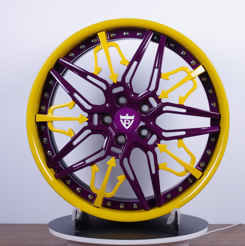 2015 Maserati GranTurismo MC on RVRN RV-RM01 forged wheels in Yellow Spoke with Purple Barrel (photo 01)