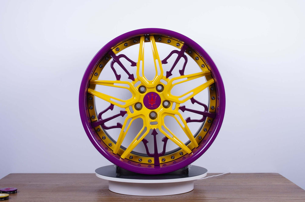 2015 Maserati GranTurismo MC on RVRN RV-RM01 forged wheels in Yellow Spoke with Purple Barrel (photo 02)