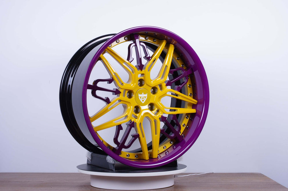 2015 Maserati GranTurismo MC on RVRN RV-RM01 forged wheels in Yellow Spoke with Purple Barrel (photo 03)