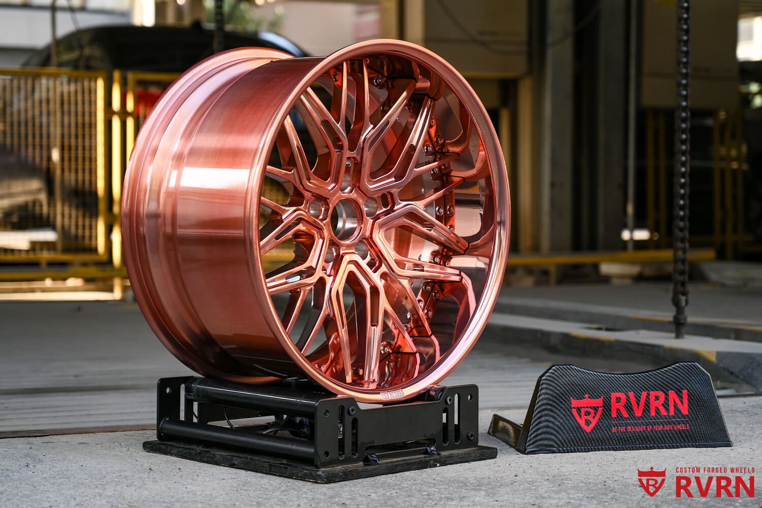 	RVRN logo on custom forged 2-piece wheels for 2016 Camaro SS