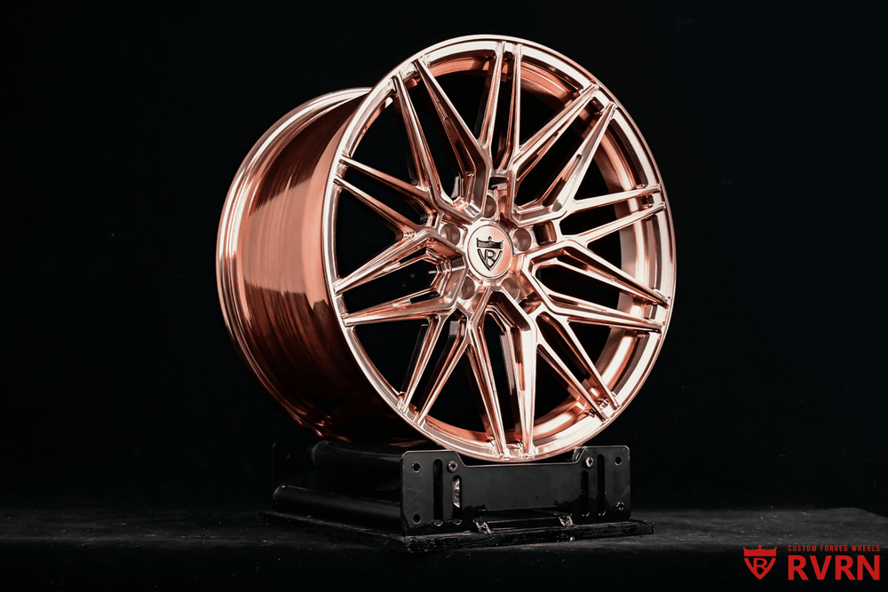 Detailed polished surface of RV-MS808 custom forged wheel