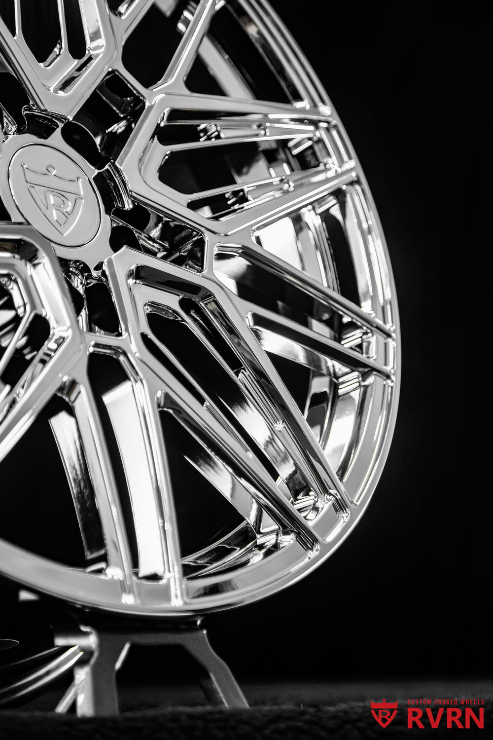 2017 Cadillac CT6 OEM wheel upgrade featuring RVRN RV-MS808 forged chrome wheels with custom fitment.