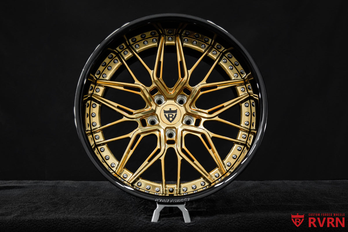 2017 Chevy Camaro ZL1 Gloss Black & Polished Frozen Gold Wheels: RV-T081