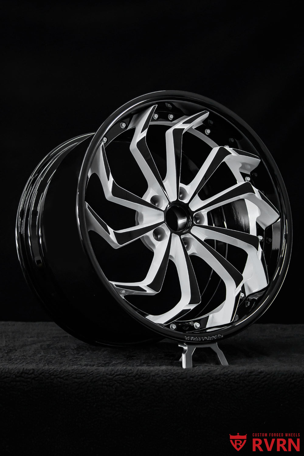 2017 Corvette C7 Z06 fitted with RVRN RV-DC01 directional wheels featuring a deep dish 2-piece forged design in custom 19x10 and 20x12 fitment