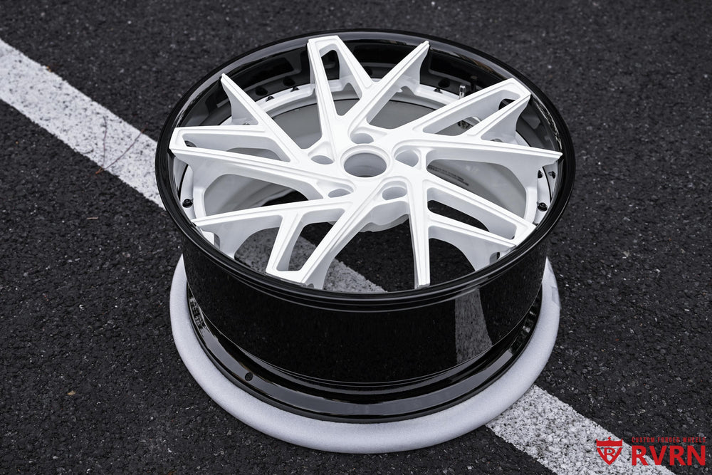 2017 Corvette C7 Z51 with RVRN DS74 forged wheels, two-tone black and white 2-piece forged design.