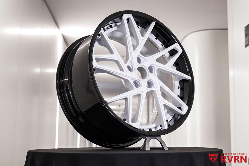 Detail shot of RVRN DS74 custom 2-piece forged construction for Corvette C7 Z51.