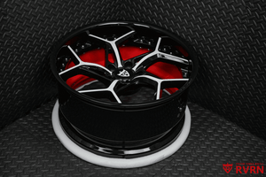 DV03 forged wheels gloss black spoke with red barrel Maserati GranTurismo