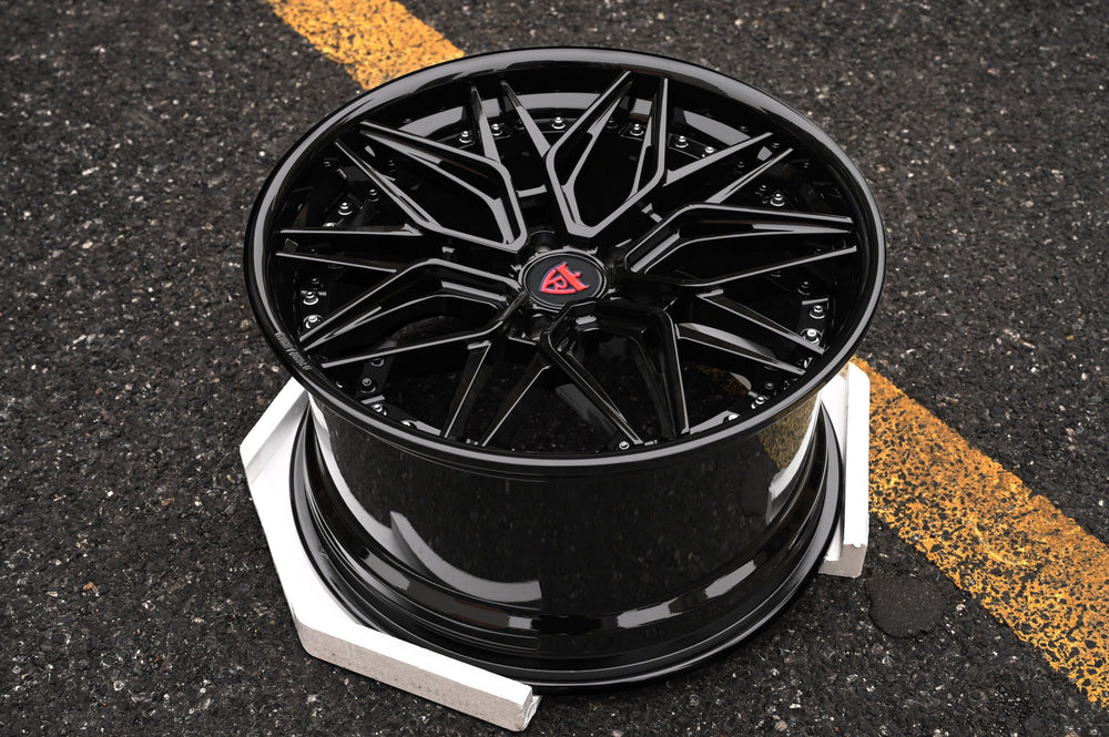 2018 Chevrolet Camaro ZL1 on RVRN RV-C081 forged wheels in Glossy Black with RVRN Red (photo 06)