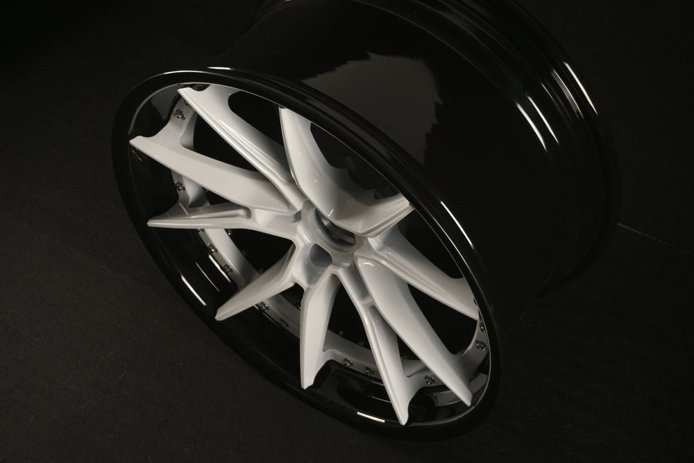 2018 Dodge Ram on RVRN RV-DB082 forged wheels in Gloss Black with Pure White Spokes (photo 02)