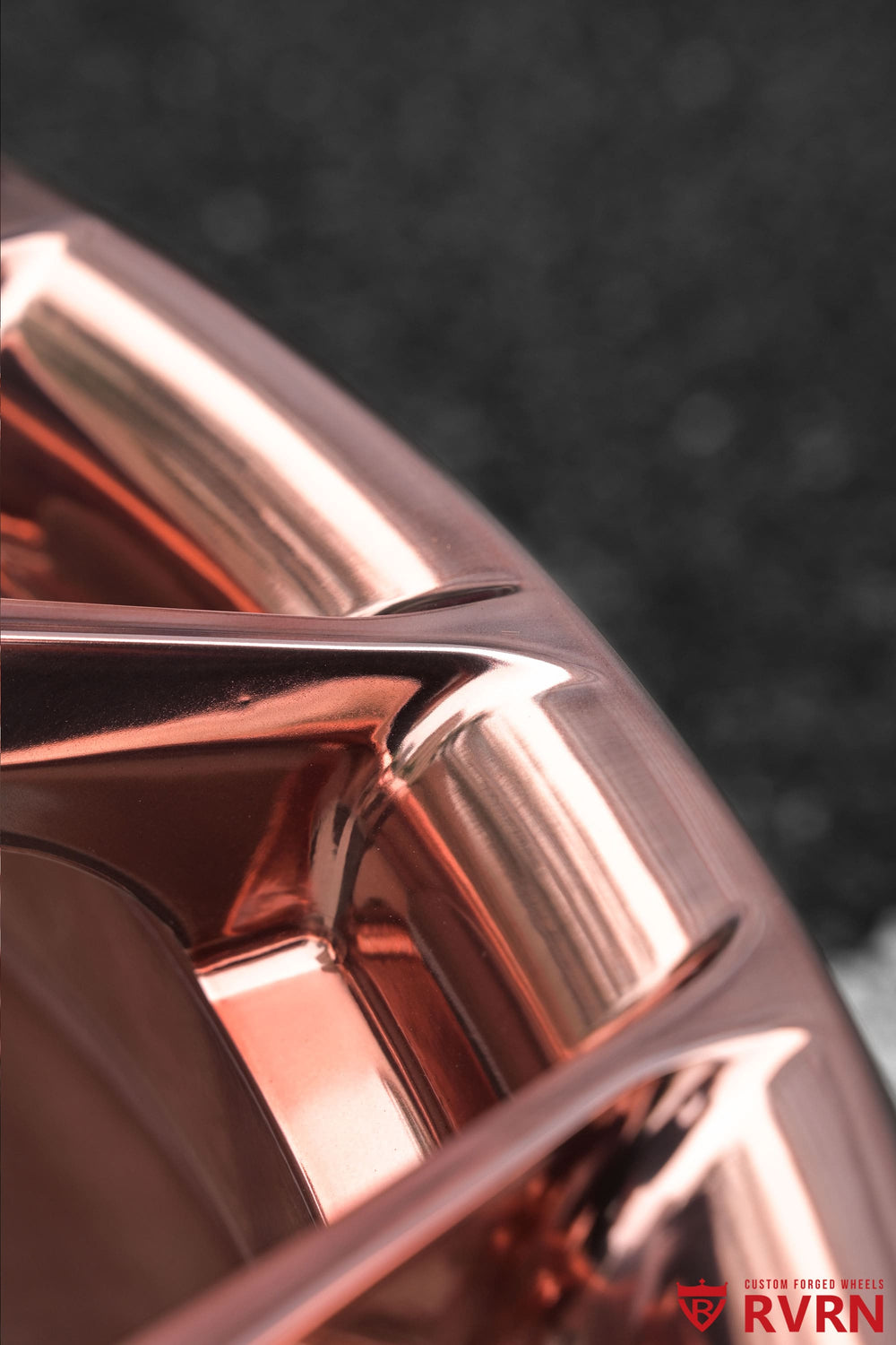 RVRN custom wheels for Acura TLX in polished rose gold, RV-MR16 Y spoke forged design with 20x9 +30mm front and rear sizing.