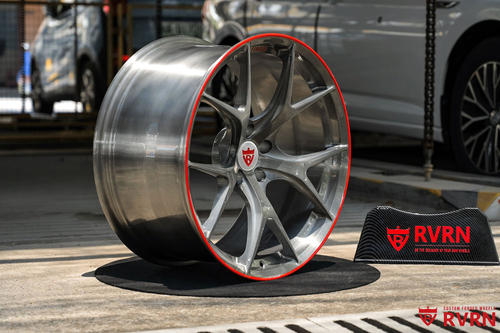 Audi RS5 forged wheels RV-MR05 deep concave 20x10.5 +22 custom forged wheels in transparent gunmetal grey and matte red trim