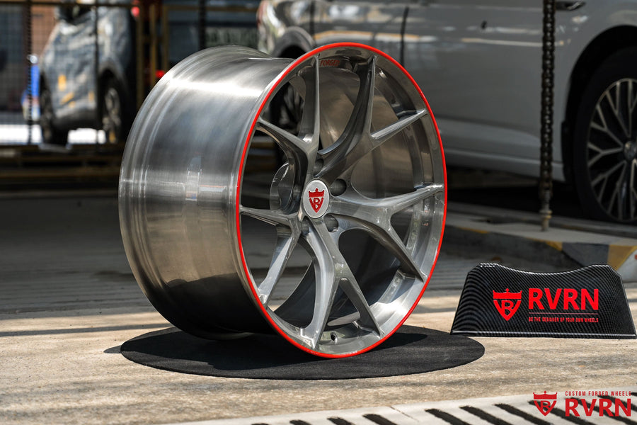 2019 Audi RS5 Transparent Gunmetal Grey & Matte Red Wheels : RV-MR05
