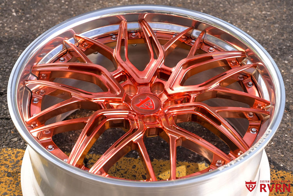 22-inch custom forged wheels for 2019 BMW M850i in polished rose gold