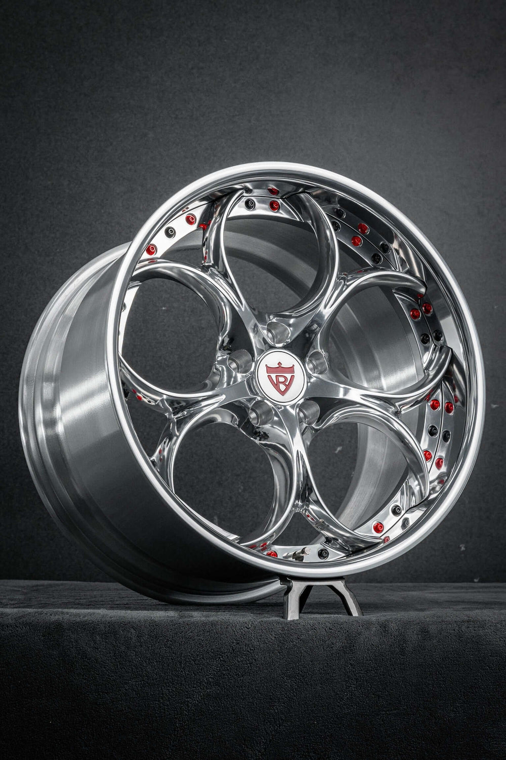 Detailed close-up of RVRN custom forged wheels for C7 Grand Sport.