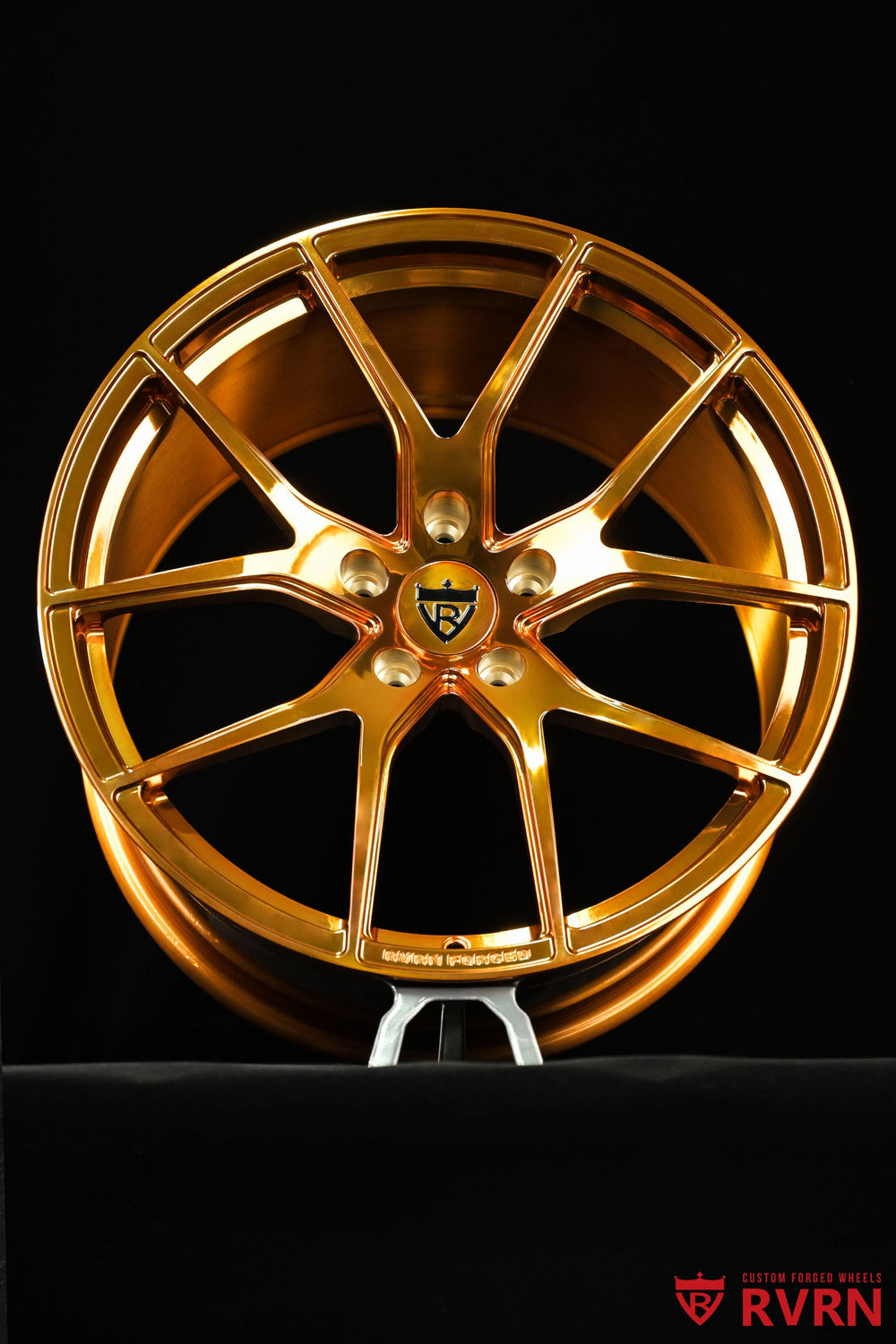 RVRN RV-MC24 Y-spoke concave forged wheel profile in polished bronze, custom designed for Corvette C7 Z06 fitment.