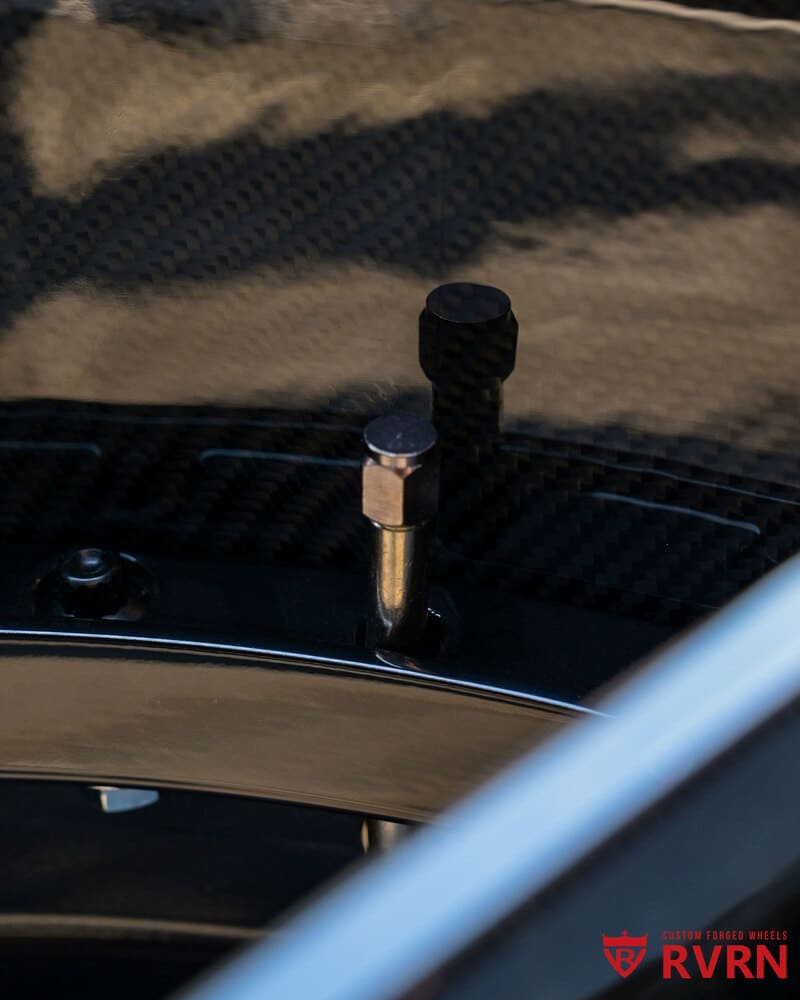 	Carbon fiber wheel upgrade detail on 2019 Dodge Charger Daytona