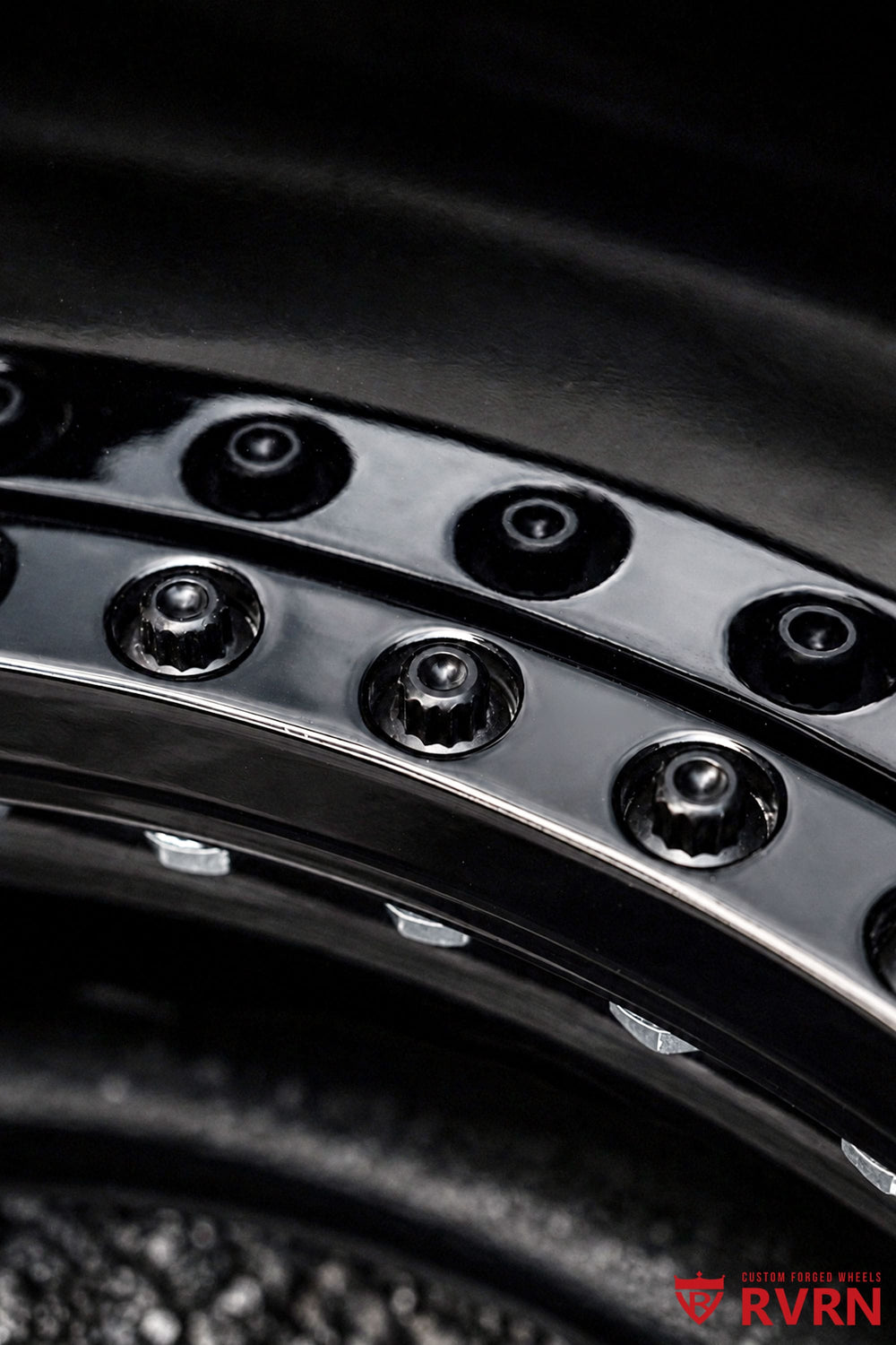 RVRN RV-DC19 2-piece forged wheels for Mazda MX-5 shown in all gloss black, combining a clean 6-spoke layout with a concave profile, 17x8.5 and 17x10